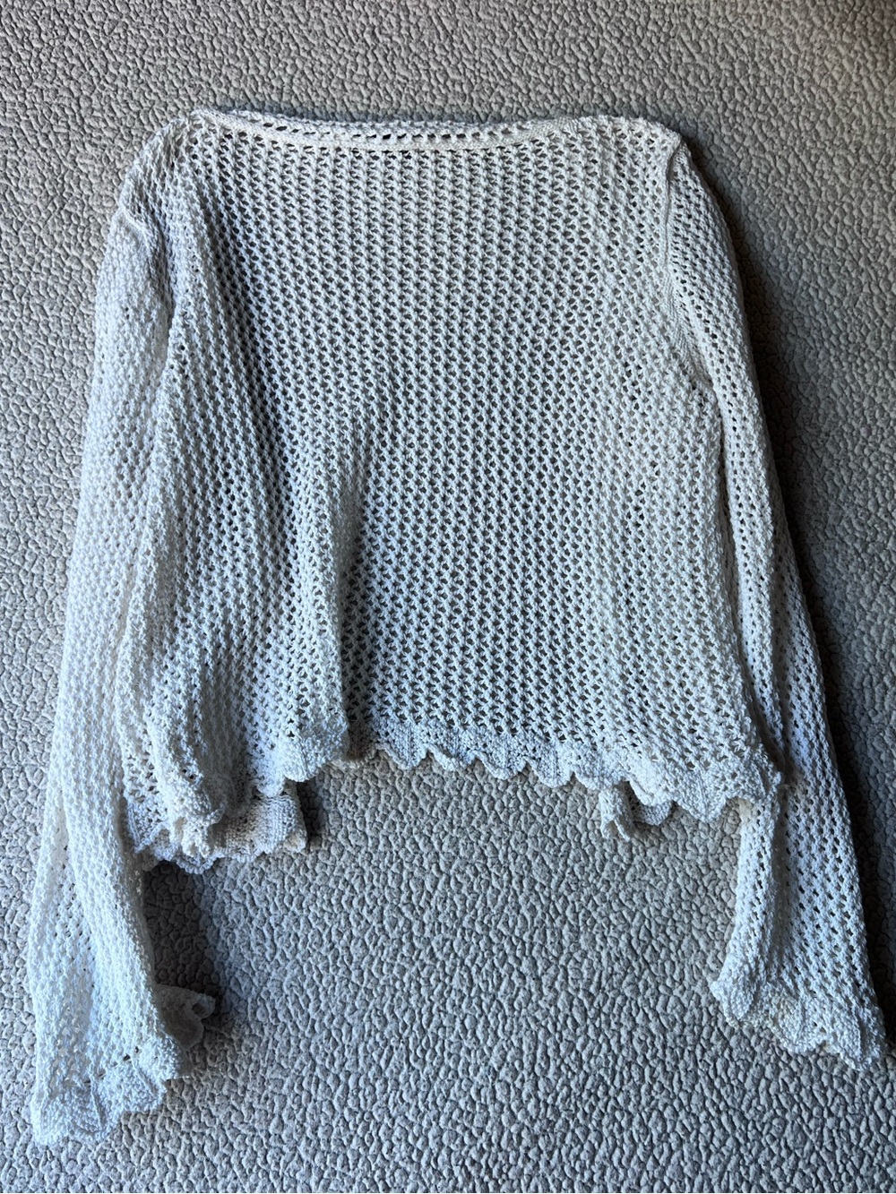 Zara Romantic Dainty Beachy Knit Cardigan Cream Off-White Pointelle Cropped XL - Picture 5 of 5